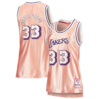 womens mitchell and ness kareem abdul jabbar pink los angel-343